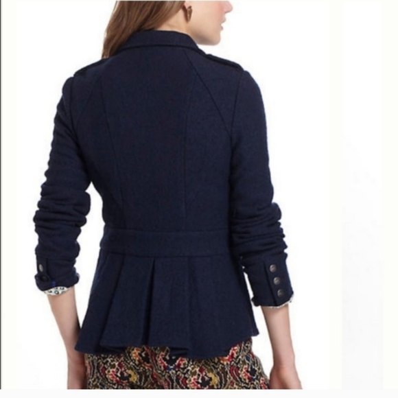 Elevenses Anthropologie navy blue wool jacket coat size 4 Small - Picture 2 of 6